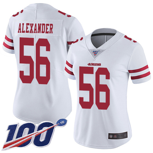 San Francisco 49ers Limited White Women Kwon Alexander Road NFL Jersey #56 100th Season Vapor Untouchable